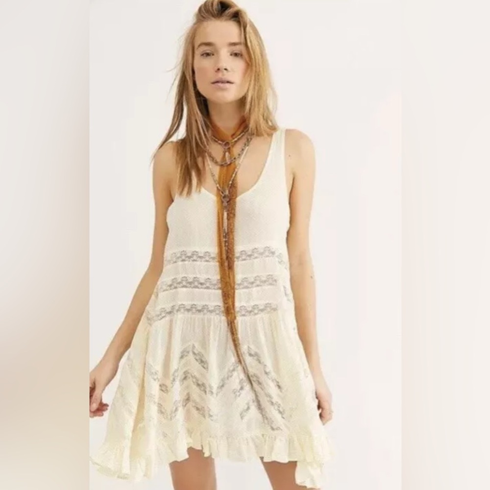 Free People Voile And Lace Trapeze Slip/Mini Dress